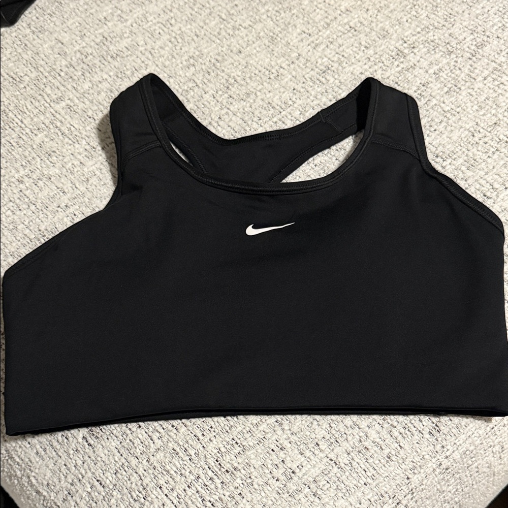 Nike Women's Black Sports Bra with White Logo